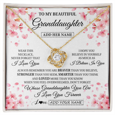 Love Knot Necklace 18K Yellow Gold Finish | 1 | Personalized To My Beautiful Granddaughter From Granparents Necklace Never Forget Birthday Gifts For Granddaughter Gift Christmas Gift Box Message Card | siriusteestore.myshopify
