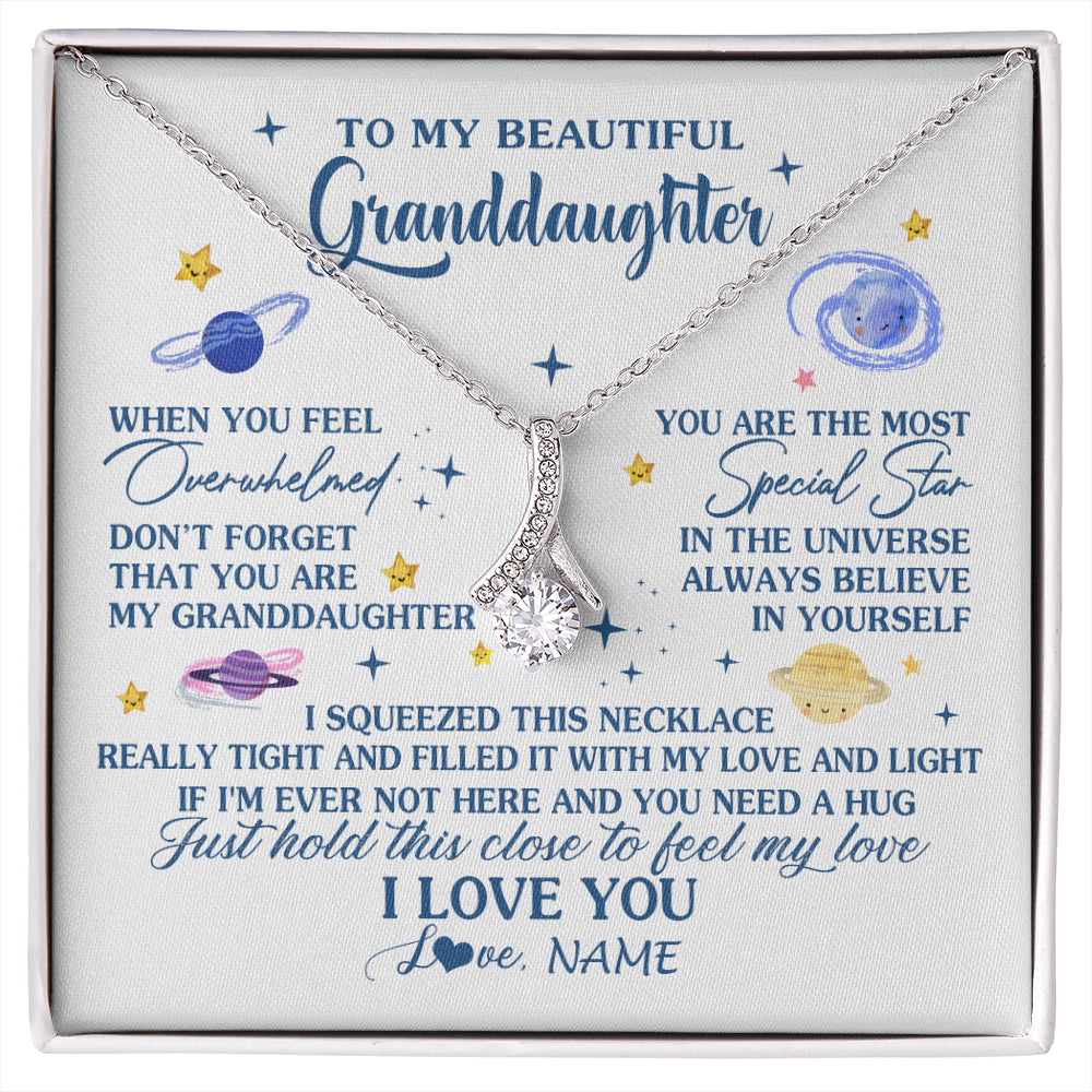 Alluring Beauty Necklace 14K White Gold Finish | 1 | Personalized To My Beautiful Granddaughter Gifs From Grandma Necklace Inspirational Granddaughter Birthday Jewelry Christmas Customized Gift Box Message Card | siriusteestore