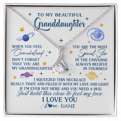 Alluring Beauty Necklace 14K White Gold Finish | 1 | Personalized To My Beautiful Granddaughter Gifs From Grandma Necklace Inspirational Granddaughter Birthday Jewelry Christmas Customized Gift Box Message Card | siriusteestore
