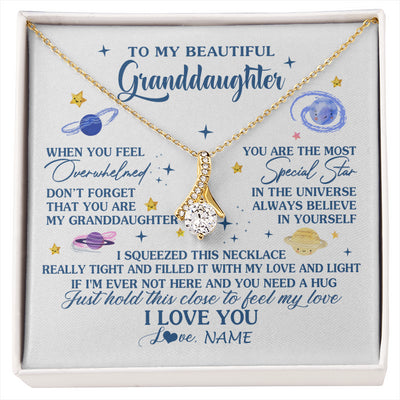 Alluring Beauty Necklace 18K Yellow Gold Finish | 1 | Personalized To My Beautiful Granddaughter Gifs From Grandma Necklace Inspirational Granddaughter Birthday Jewelry Christmas Customized Gift Box Message Card | siriusteestore