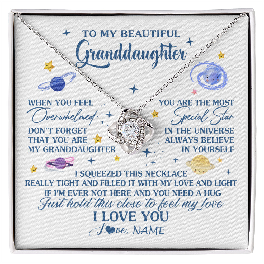 Love Knot Necklace 14K White Gold Finish | 1 | Personalized To My Beautiful Granddaughter Gifs From Grandma Necklace Inspirational Granddaughter Birthday Jewelry Christmas Customized Gift Box Message Card | siriusteestore