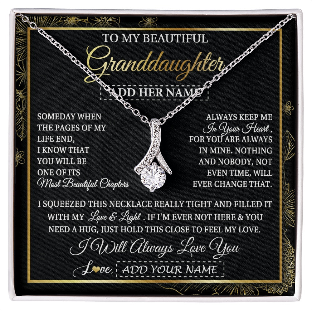 Alluring Beauty Necklace 14K White Gold Finish | 1 | Personalized To My Beautiful Granddaughter Gifts Necklace From Grandma Feel My Love For Adult Granddaughter Graduation Christmas Custom Gift Box Message Card | https://siriusteestore.