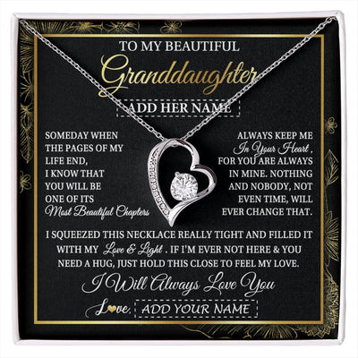Forever Love Necklace 14K White Gold Finish | 1 | Personalized To My Beautiful Granddaughter Gifts Necklace From Grandma Feel My Love For Adult Granddaughter Graduation Christmas Custom Gift Box Message Card | https://siriusteestore.