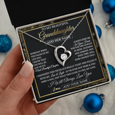 Forever Love Necklace 14K White Gold Finish | 2 | Personalized To My Beautiful Granddaughter Gifts Necklace From Grandma Feel My Love For Adult Granddaughter Graduation Christmas Custom Gift Box Message Card | https://siriusteestore.