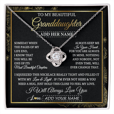 Love Knot Necklace 14K White Gold Finish | 1 | Personalized To My Beautiful Granddaughter Gifts Necklace From Grandma Feel My Love For Adult Granddaughter Graduation Christmas Custom Gift Box Message Card | https://siriusteestore.