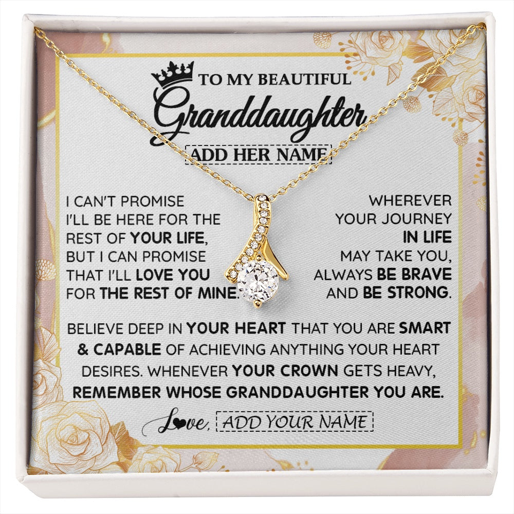 Alluring Beauty Necklace 18K Yellow Gold Finish | 1 | Personalized To My Beautiful Granddaughter Gifts Necklace From Grandma Grandpa Crown Jewelry Present On Birthday Granddaughter Christmas Gift Box Message Card | https://siriusteestore.
