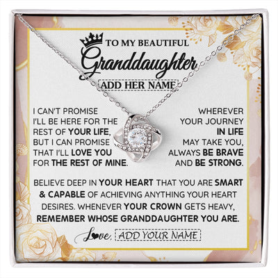 Love Knot Necklace 14K White Gold Finish | 1 | Personalized To My Beautiful Granddaughter Gifts Necklace From Grandma Grandpa Crown Jewelry Present On Birthday Granddaughter Christmas Gift Box Message Card | https://siriusteestore.