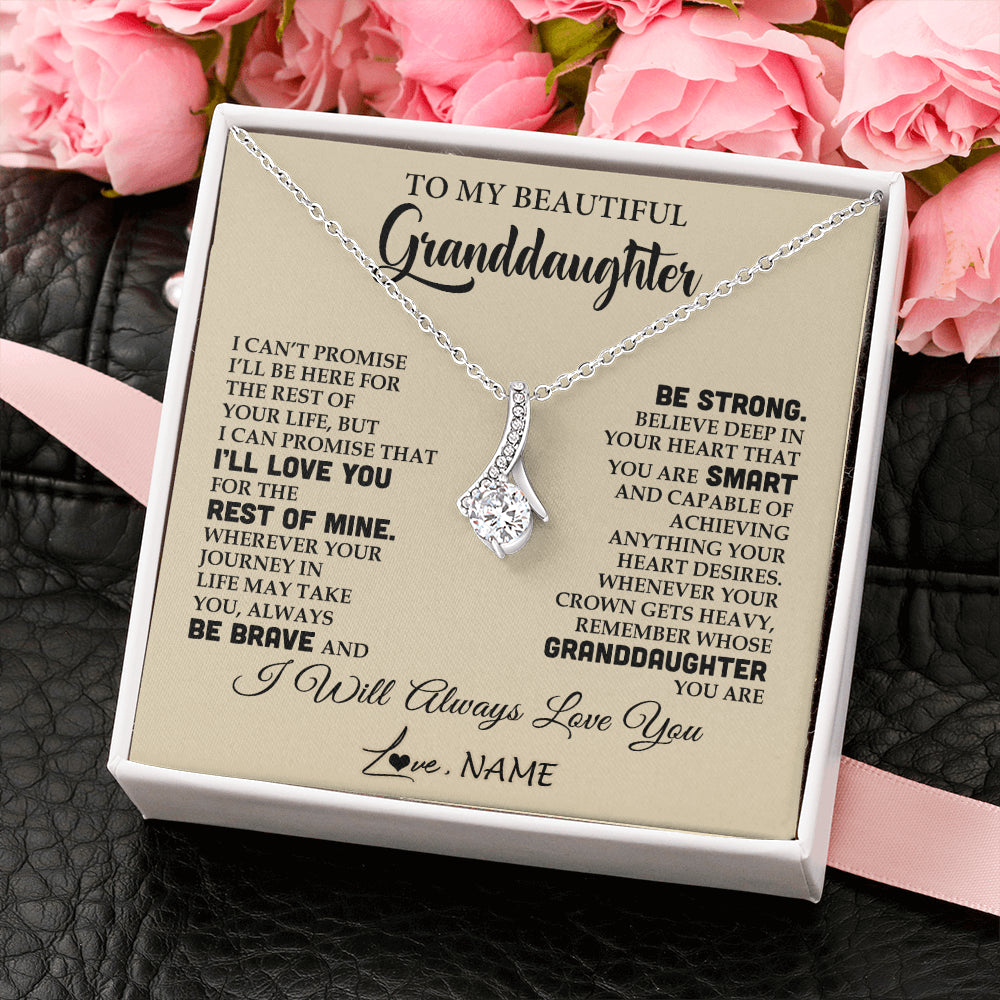 Alluring Beauty Necklace 14K White Gold Finish | 2 | Personalized To My Beautiful Granddaughter Gifts Necklace From Grandma Grandpa Inspirational Birthday Gift For Granddaughter Graduation Christmas Message Card | siriusteestore