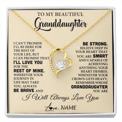 Forever Love Necklace 18K Yellow Gold Finish | 1 | Personalized To My Beautiful Granddaughter Gifts Necklace From Grandma Grandpa Inspirational Birthday Gift For Granddaughter Graduation Christmas Message Card | siriusteestore