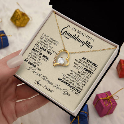 Forever Love Necklace 18K Yellow Gold Finish | 2 | Personalized To My Beautiful Granddaughter Gifts Necklace From Grandma Grandpa Inspirational Birthday Gift For Granddaughter Graduation Christmas Message Card | siriusteestore