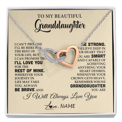 Interlocking Hearts Necklace Stainless Steel & Rose Gold Finish | 1 | Personalized To My Beautiful Granddaughter Gifts Necklace From Grandma Grandpa Inspirational Birthday Gift For Granddaughter Graduation Christmas Message Card | siriusteestore