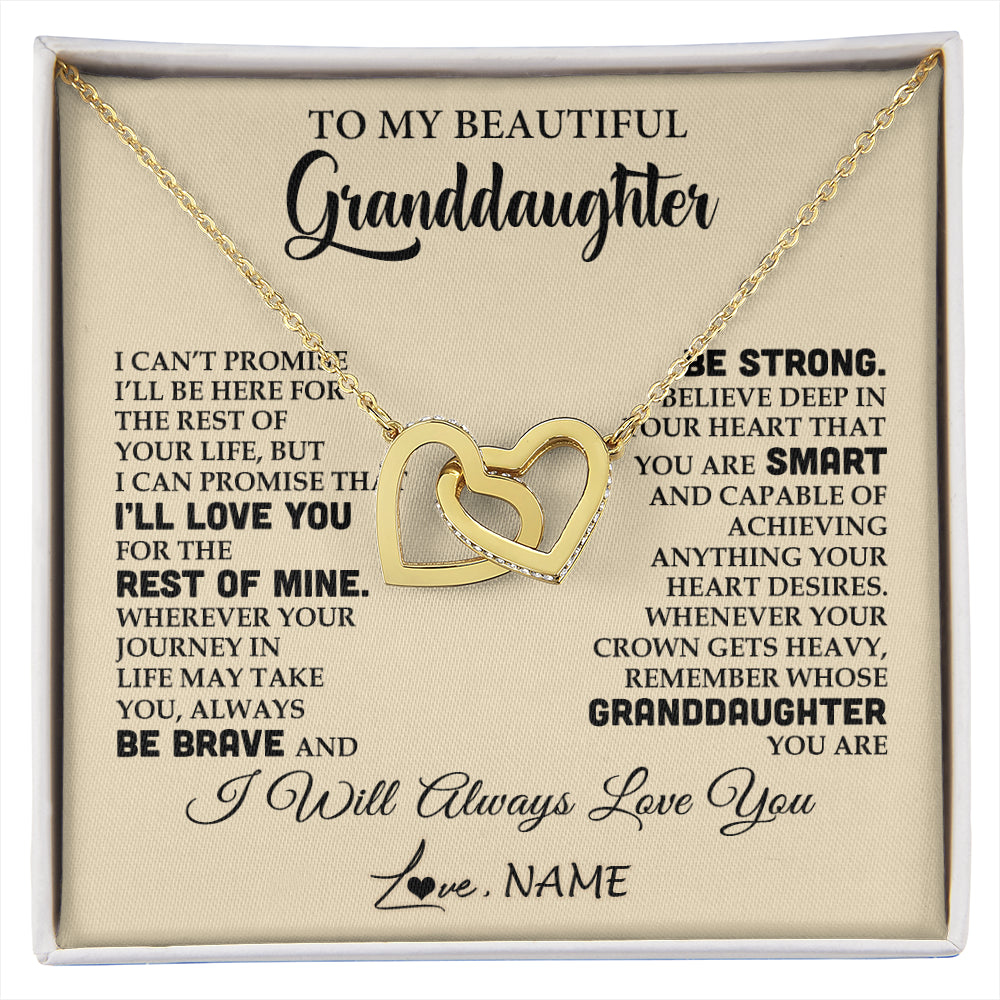 Interlocking Hearts Necklace 18K Yellow Gold Finish | 1 | Personalized To My Beautiful Granddaughter Gifts Necklace From Grandma Grandpa Inspirational Birthday Gift For Granddaughter Graduation Christmas Message Card | siriusteestore