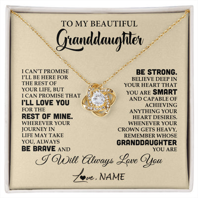 Love Knot Necklace 18K Yellow Gold Finish | 1 | Personalized To My Beautiful Granddaughter Gifts Necklace From Grandma Grandpa Inspirational Birthday Gift For Granddaughter Graduation Christmas Message Card | siriusteestore