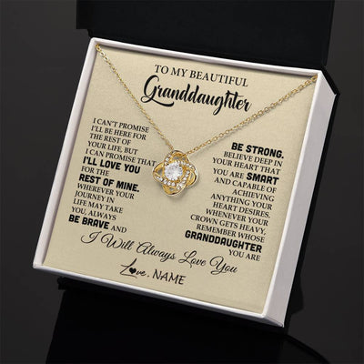 Love Knot Necklace 18K Yellow Gold Finish | 2 | Personalized To My Beautiful Granddaughter Gifts Necklace From Grandma Grandpa Inspirational Birthday Gift For Granddaughter Graduation Christmas Message Card | siriusteestore