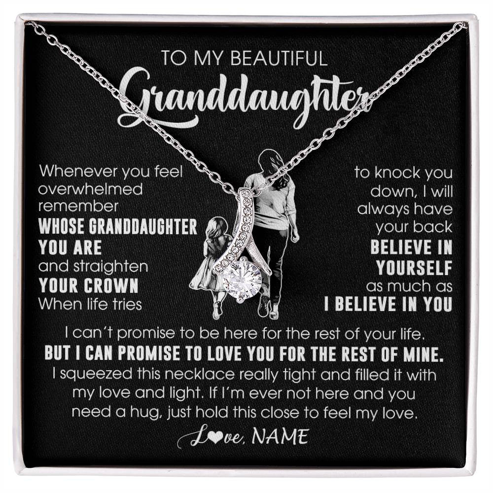 Alluring Beauty Necklace 14K White Gold Finish | 1 | Personalized To My Beautiful Granddaughter Necklace From Grandma Believe In Yourself Granddaughter Birthday Gifts Jewelry Christmas Customized Message Card | siriusteestore
