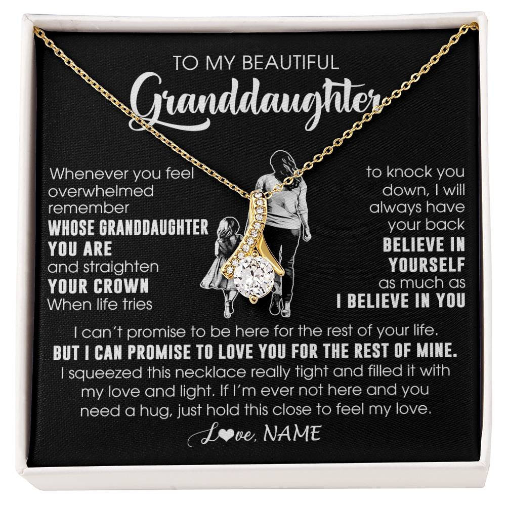 Alluring Beauty Necklace 18K Yellow Gold Finish | 1 | Personalized To My Beautiful Granddaughter Necklace From Grandma Believe In Yourself Granddaughter Birthday Gifts Jewelry Christmas Customized Message Card | siriusteestore