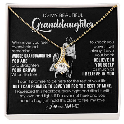 Alluring Beauty Necklace 18K Yellow Gold Finish | 1 | Personalized To My Beautiful Granddaughter Necklace From Grandma Believe In Yourself Granddaughter Birthday Gifts Jewelry Christmas Customized Message Card | siriusteestore