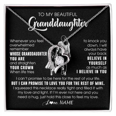 Forever Love Necklace 14K White Gold Finish | 1 | Personalized To My Beautiful Granddaughter Necklace From Grandma Believe In Yourself Granddaughter Birthday Gifts Jewelry Christmas Customized Message Card | siriusteestore