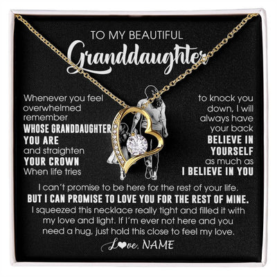 Forever Love Necklace 18K Yellow Gold Finish | 1 | Personalized To My Beautiful Granddaughter Necklace From Grandma Believe In Yourself Granddaughter Birthday Gifts Jewelry Christmas Customized Message Card | siriusteestore