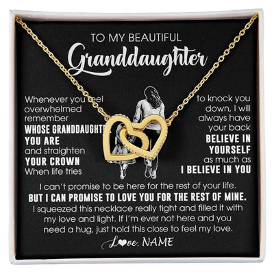 Interlocking Hearts Necklace 18K Yellow Gold Finish | 1 | Personalized To My Beautiful Granddaughter Necklace From Grandma Believe In Yourself Granddaughter Birthday Gifts Jewelry Christmas Customized Message Card | siriusteestore