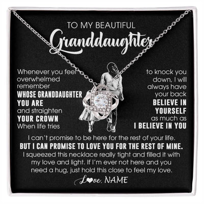 Love Knot Necklace 14K White Gold Finish | 1 | Personalized To My Beautiful Granddaughter Necklace From Grandma Believe In Yourself Granddaughter Birthday Gifts Jewelry Christmas Customized Message Card | siriusteestore