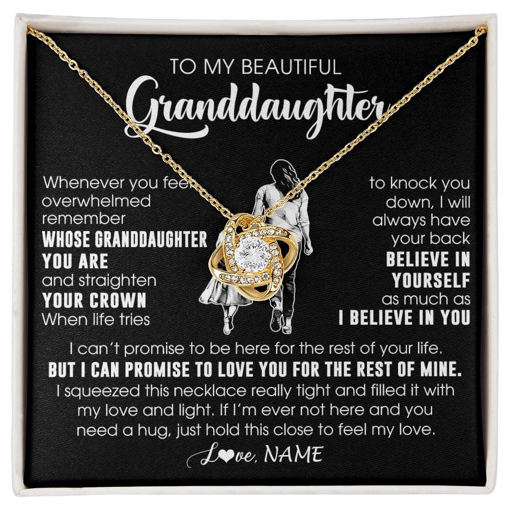 Love Knot Necklace 18K Yellow Gold Finish | 1 | Personalized To My Beautiful Granddaughter Necklace From Grandma Believe In Yourself Granddaughter Birthday Gifts Jewelry Christmas Customized Message Card | siriusteestore