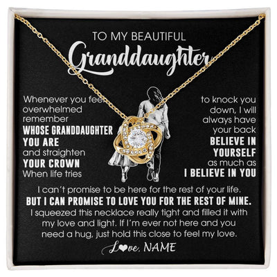 Love Knot Necklace 18K Yellow Gold Finish | 1 | Personalized To My Beautiful Granddaughter Necklace From Grandma Believe In Yourself Granddaughter Birthday Gifts Jewelry Christmas Customized Message Card | siriusteestore