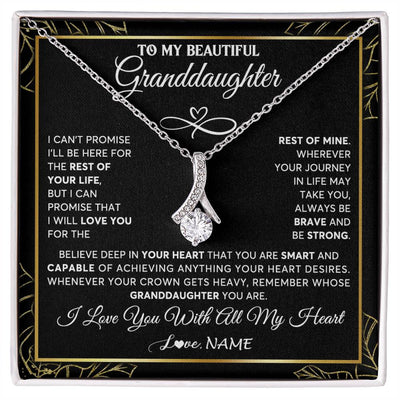 Alluring Beauty Necklace 14K White Gold Finish | 1 | Personalized To My Beautiful Granddaughter Necklace From Grandma Crown Jewelry Gifts For Granddaughter Birthday Graduation Christmas Gift Box Message Card | siriusteestore