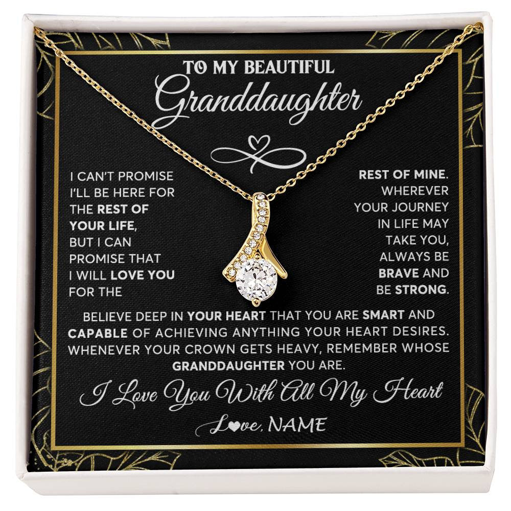 Alluring Beauty Necklace 18K Yellow Gold Finish | 1 | Personalized To My Beautiful Granddaughter Necklace From Grandma Crown Jewelry Gifts For Granddaughter Birthday Graduation Christmas Gift Box Message Card | siriusteestore