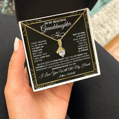 Alluring Beauty Necklace 18K Yellow Gold Finish | 2 | Personalized To My Beautiful Granddaughter Necklace From Grandma Crown Jewelry Gifts For Granddaughter Birthday Graduation Christmas Gift Box Message Card | siriusteestore