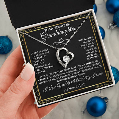 Forever Love Necklace 14K White Gold Finish | 2 | Personalized To My Beautiful Granddaughter Necklace From Grandma Crown Jewelry Gifts For Granddaughter Birthday Graduation Christmas Gift Box Message Card | siriusteestore