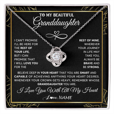 Love Knot Necklace 14K White Gold Finish | 1 | Personalized To My Beautiful Granddaughter Necklace From Grandma Crown Jewelry Gifts For Granddaughter Birthday Graduation Christmas Gift Box Message Card | siriusteestore