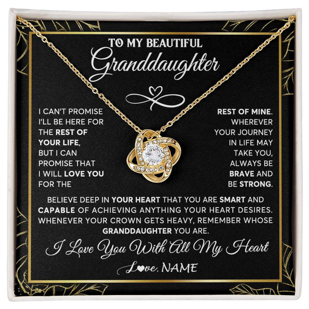 Love Knot Necklace 18K Yellow Gold Finish | 1 | Personalized To My Beautiful Granddaughter Necklace From Grandma Crown Jewelry Gifts For Granddaughter Birthday Graduation Christmas Gift Box Message Card | siriusteestore