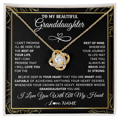 Love Knot Necklace 18K Yellow Gold Finish | 1 | Personalized To My Beautiful Granddaughter Necklace From Grandma Crown Jewelry Gifts For Granddaughter Birthday Graduation Christmas Gift Box Message Card | siriusteestore