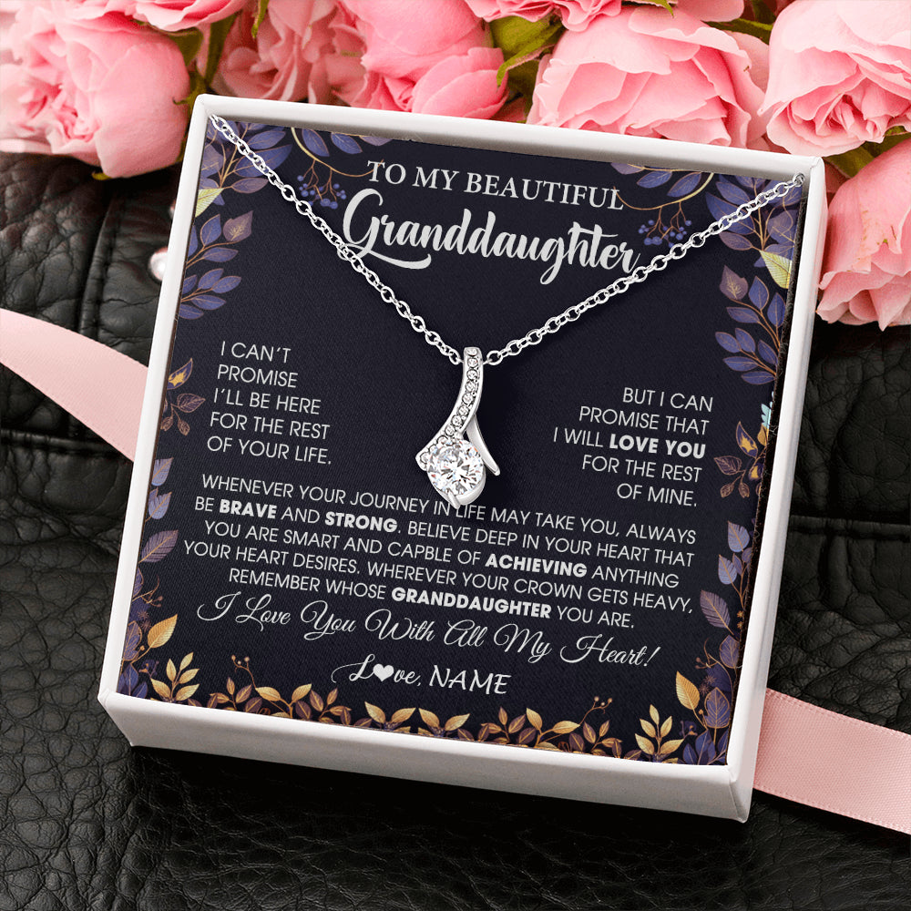 Alluring Beauty Necklace 14K White Gold Finish | 2 | Personalized To My Beautiful Granddaughter Necklace From Grandma Grandpa Grandparents Promise Necklace Birthday Gift For Granddaughter Christmas Message Card | siriusteestore