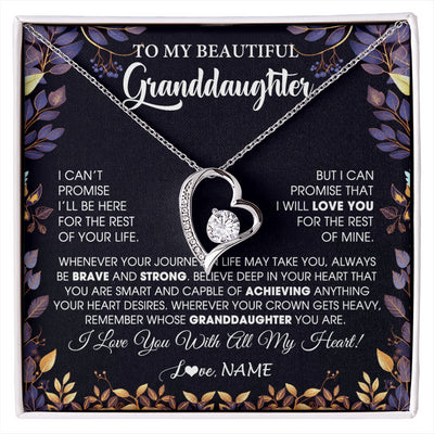 Forever Love Necklace 14K White Gold Finish | 1 | Personalized To My Beautiful Granddaughter Necklace From Grandma Grandpa Grandparents Promise Necklace Birthday Gift For Granddaughter Christmas Message Card | siriusteestore