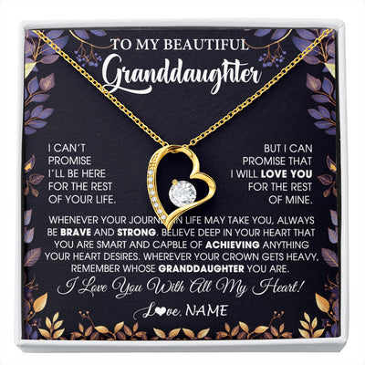 Forever Love Necklace 18K Yellow Gold Finish | 1 | Personalized To My Beautiful Granddaughter Necklace From Grandma Grandpa Grandparents Promise Necklace Birthday Gift For Granddaughter Christmas Message Card | siriusteestore