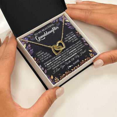 Interlocking Hearts Necklace 18K Yellow Gold Finish | 2 | Personalized To My Beautiful Granddaughter Necklace From Grandma Grandpa Grandparents Promise Necklace Birthday Gift For Granddaughter Christmas Message Card | siriusteestore