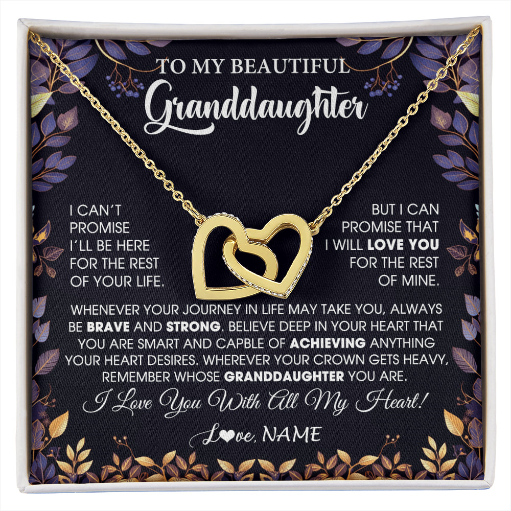 Interlocking Hearts Necklace 18K Yellow Gold Finish | 1 | Personalized To My Beautiful Granddaughter Necklace From Grandma Grandpa Grandparents Promise Necklace Birthday Gift For Granddaughter Christmas Message Card | siriusteestore