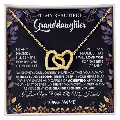 Interlocking Hearts Necklace 18K Yellow Gold Finish | 1 | Personalized To My Beautiful Granddaughter Necklace From Grandma Grandpa Grandparents Promise Necklace Birthday Gift For Granddaughter Christmas Message Card | siriusteestore