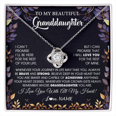 Love Knot Necklace 14K White Gold Finish | 1 | Personalized To My Beautiful Granddaughter Necklace From Grandma Grandpa Grandparents Promise Necklace Birthday Gift For Granddaughter Christmas Message Card | siriusteestore