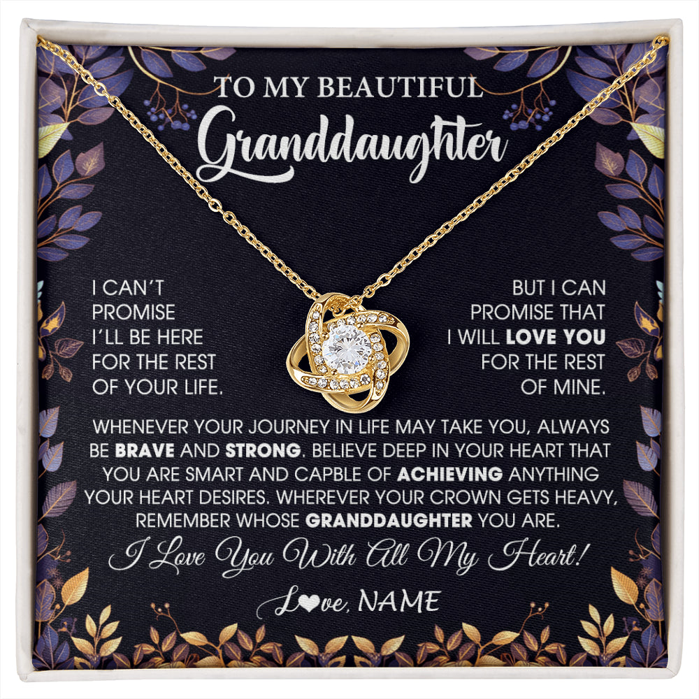 Love Knot Necklace 18K Yellow Gold Finish | 1 | Personalized To My Beautiful Granddaughter Necklace From Grandma Grandpa Grandparents Promise Necklace Birthday Gift For Granddaughter Christmas Message Card | siriusteestore