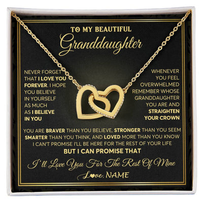 Interlocking Hearts Necklace 18K Yellow Gold Finish | 1 | Personalized To My Beautiful Granddaughter Necklace From Grandma I Love You Jewelry Gifts For Granddaughter Birthday Graduation Christmas Gift Box Message Card | siriusteestore