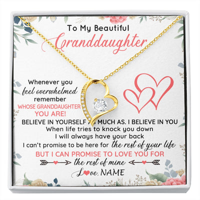 Forever Love Necklace 18K Yellow Gold Finish | 1 | Personalized To My Beautiful Granddaughter Necklace From Grandma Papa Believe In You Granddaughter Birthday Christmas Jewelry Customized Gift Box Message Card | siriusteestore.myshopify
