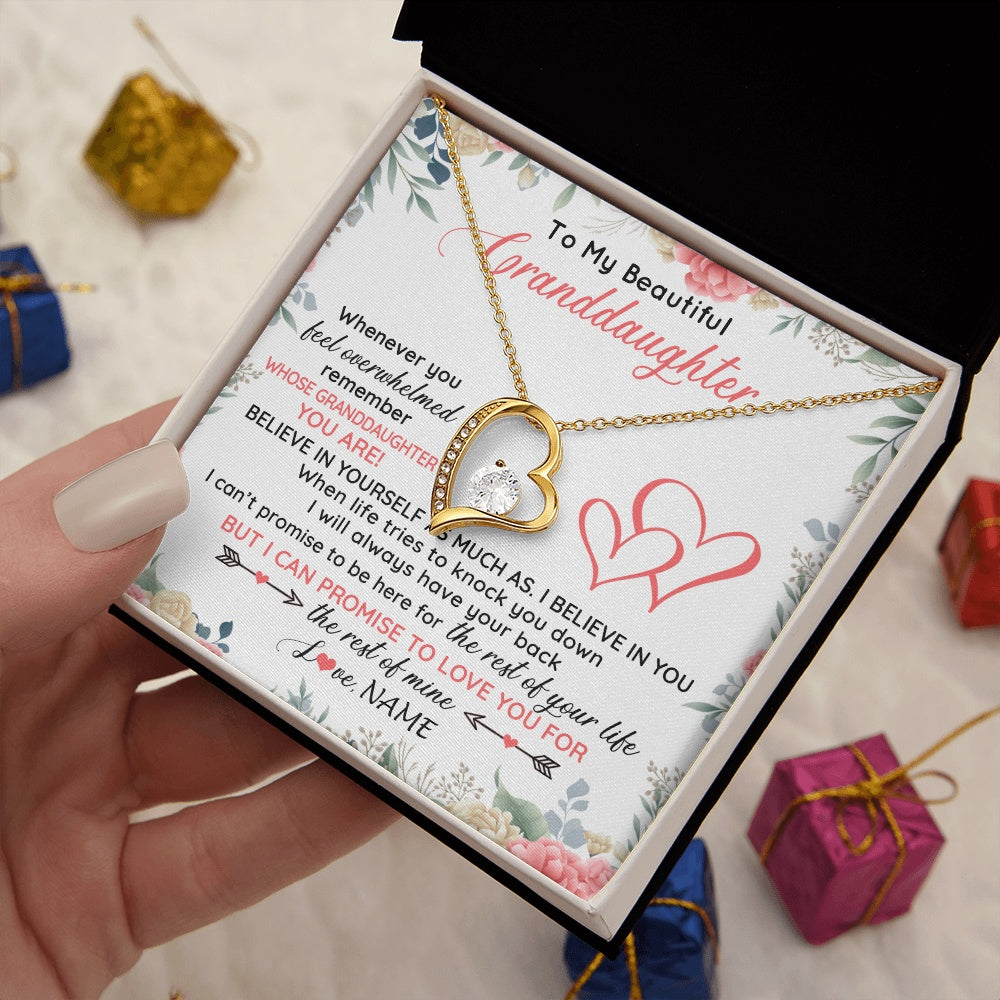 Forever Love Necklace 18K Yellow Gold Finish | 2 | Personalized To My Beautiful Granddaughter Necklace From Grandma Papa Believe In You Granddaughter Birthday Christmas Jewelry Customized Gift Box Message Card | siriusteestore.myshopify