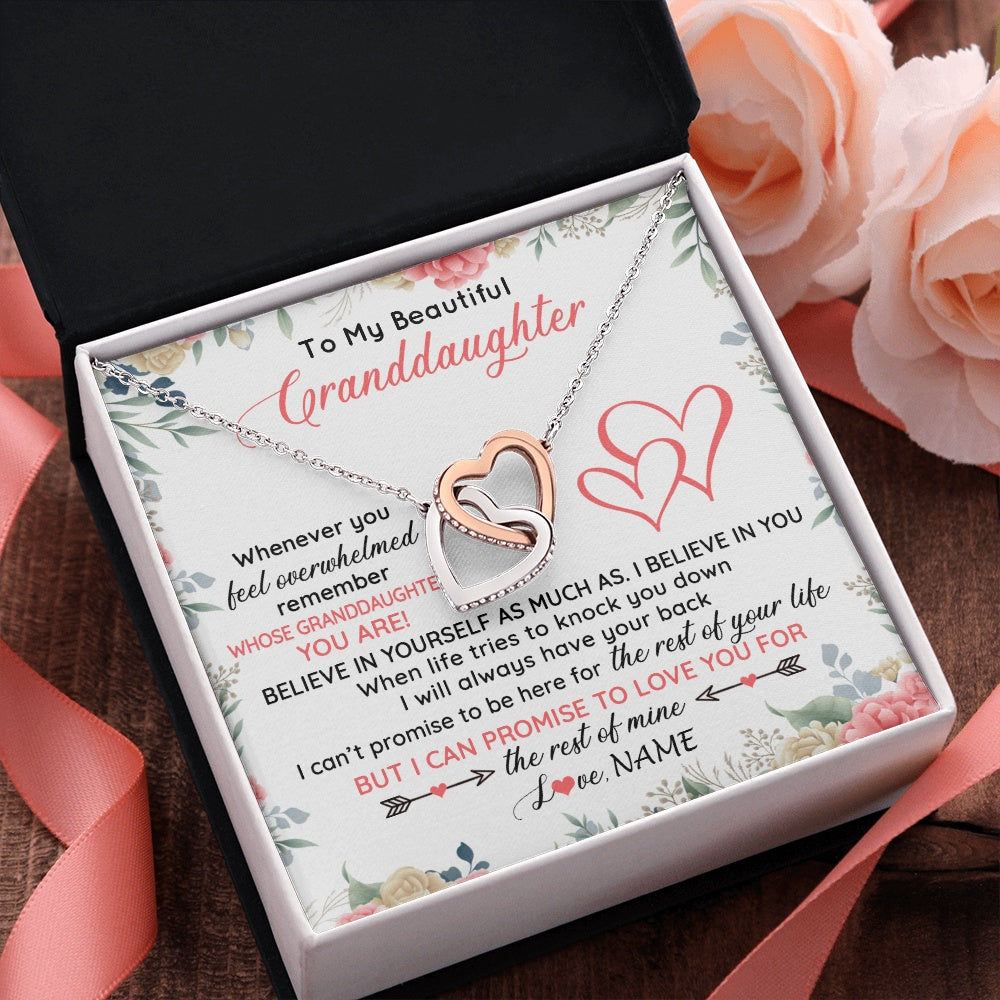 Interlocking Hearts Necklace Stainless Steel & Rose Gold Finish | 2 | Personalized To My Beautiful Granddaughter Necklace From Grandma Papa Believe In You Granddaughter Birthday Christmas Jewelry Customized Gift Box Message Card | siriusteestore.myshopify