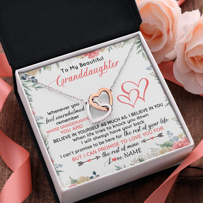 Interlocking Hearts Necklace Stainless Steel & Rose Gold Finish | 2 | Personalized To My Beautiful Granddaughter Necklace From Grandma Papa Believe In You Granddaughter Birthday Christmas Jewelry Customized Gift Box Message Card | siriusteestore.myshopify