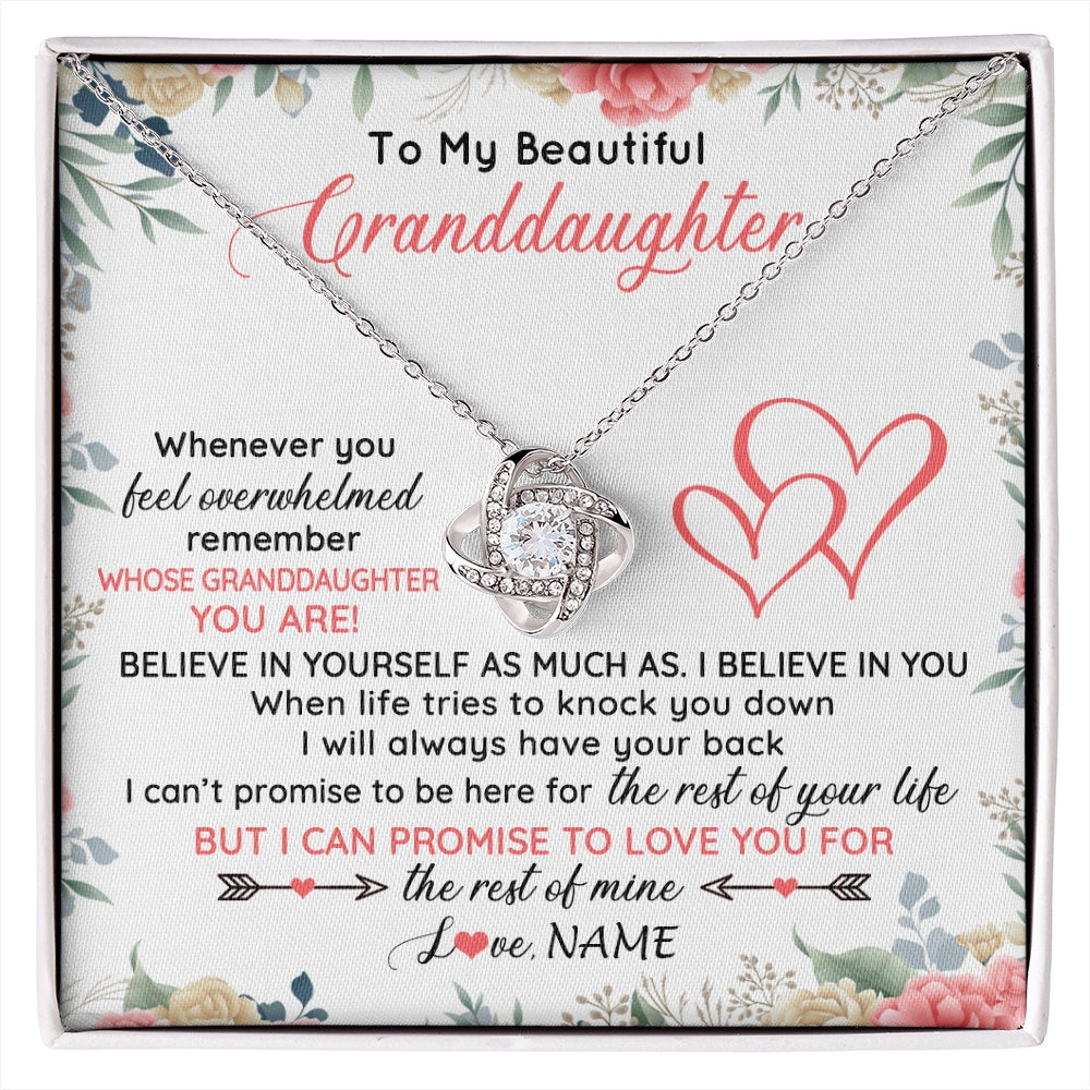 Love Knot Necklace 14K White Gold Finish | 1 | Personalized To My Beautiful Granddaughter Necklace From Grandma Papa Believe In You Granddaughter Birthday Christmas Jewelry Customized Gift Box Message Card | siriusteestore.myshopify