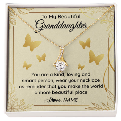 Alluring Beauty Necklace 18K Yellow Gold Finish | 1 | Personalized To My Beautiful Granddaughter Necklace From Grandma You Are A Kind Loving Granddaughter Birthday Christmas Customized Gift Box Message Card | siriusteestore