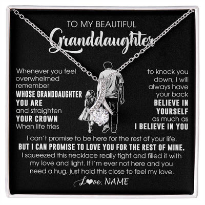 Alluring Beauty Necklace 14K White Gold Finish | 1 | Personalized To My Beautiful Granddaughter Necklace From Grandpa Believe In Yourself Granddaughter Birthday Gifts Jewelry Christmas Customized Message Card | siriusteestore